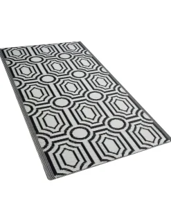 Outlet Beliani Tappeto per esterni BIDAR Nero 90 x 180 cm Reversibile Bianco Nero