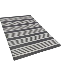 Outlet Beliani Tappeto per esterni DELHI Nero 120 x 180 cm Grigio Nero