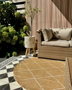 New Beliani Tappeto per esterni GWALIOR Beige Bianco Beige