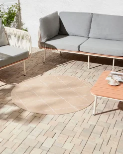 New Beliani Tappeto per esterni GWALIOR Beige Bianco Beige