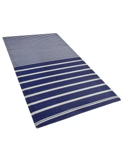 Best Beliani Tappeto per esterni HALDIA Blu marino 90 x 180 cm Bianco Blu