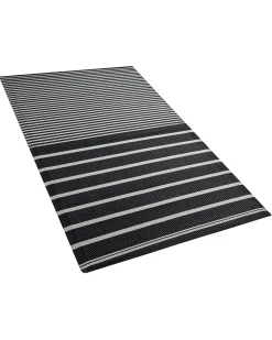 Discount Beliani Tappeto per esterni HALDIA Nero 90 x 180 cm Bianco Nero