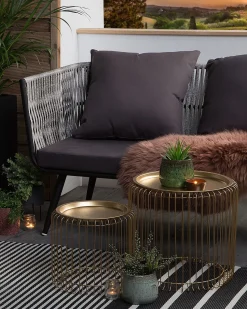 Discount Beliani Tappeto per esterni HALDIA Nero 90 x 180 cm Bianco Nero