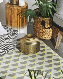 Hot Beliani Tappeto per esterni HISAR Grigio Bianco Giallo Grigio