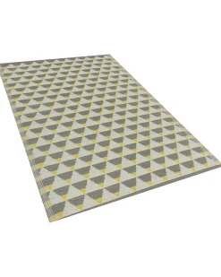 Hot Beliani Tappeto per esterni HISAR Grigio Bianco Giallo Grigio