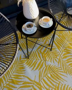 New Beliani Tappeto per esterni KOTA Giallo 120 x 180 cm Reversibile Bianco Giallo