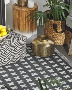 Beliani Tappeto per esterni ROHTAK Nero 90 x 180 cm Bianco Nero