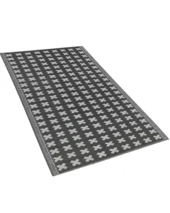 Beliani Tappeto per esterni ROHTAK Nero 90 x 180 cm Bianco Nero
