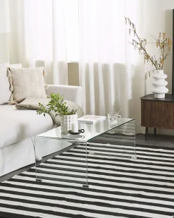 Discount Beliani Tappeto per esterni TAVAS Nero/Bianco Bianco Nero