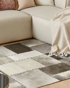 Discount Beliani Tappeto PERVARI Tortora Pelle naturale Marrone Grigio