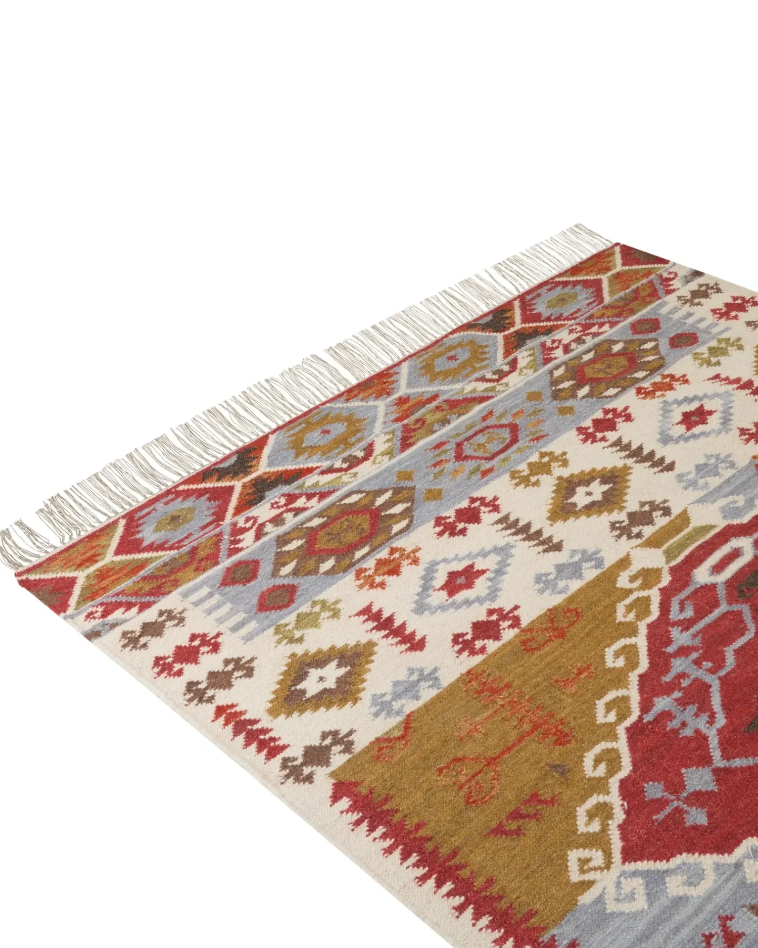 Beliani Tappeto PROSHYAN Multicolore 160 x 230 cm Lana Kilim Arancione Grigio Marrone Multicolore