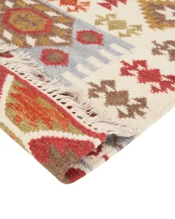 Beliani Tappeto PROSHYAN Multicolore 160 x 230 cm Lana Kilim Arancione Grigio Marrone Multicolore