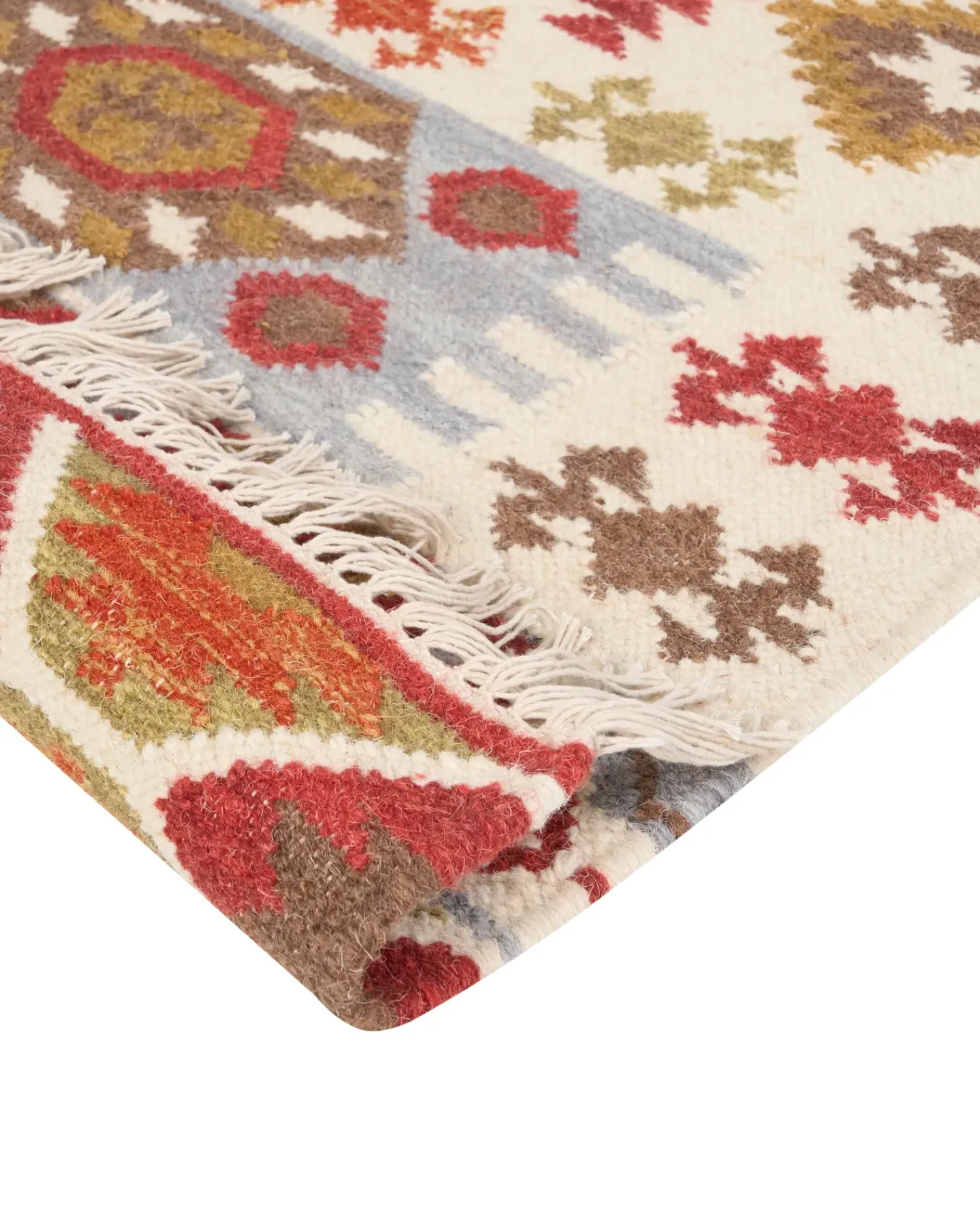 Beliani Tappeto PROSHYAN Multicolore 160 x 230 cm Lana Kilim Arancione Grigio Marrone Multicolore