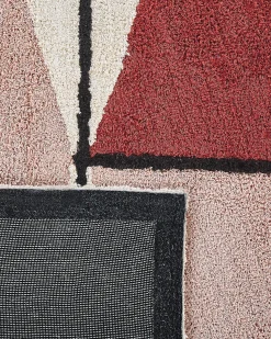 New Beliani Tappeto PURNIA Multicolore Cotone Beige Nero Rosa Rosso Multicolore