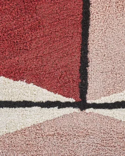 New Beliani Tappeto PURNIA Multicolore Cotone Beige Nero Rosa Rosso Multicolore
