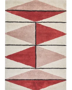 New Beliani Tappeto PURNIA Multicolore Cotone Beige Nero Rosa Rosso Multicolore