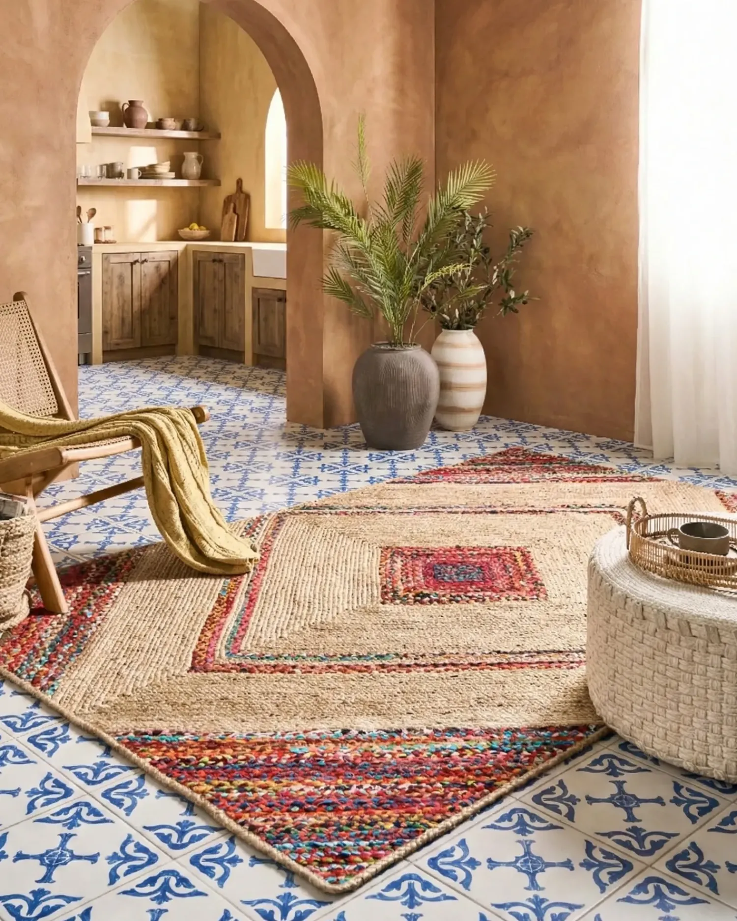 Sale Beliani Tappeto RAIGAD Multicolore 160 x 230 cm Iuta Beige Multicolore