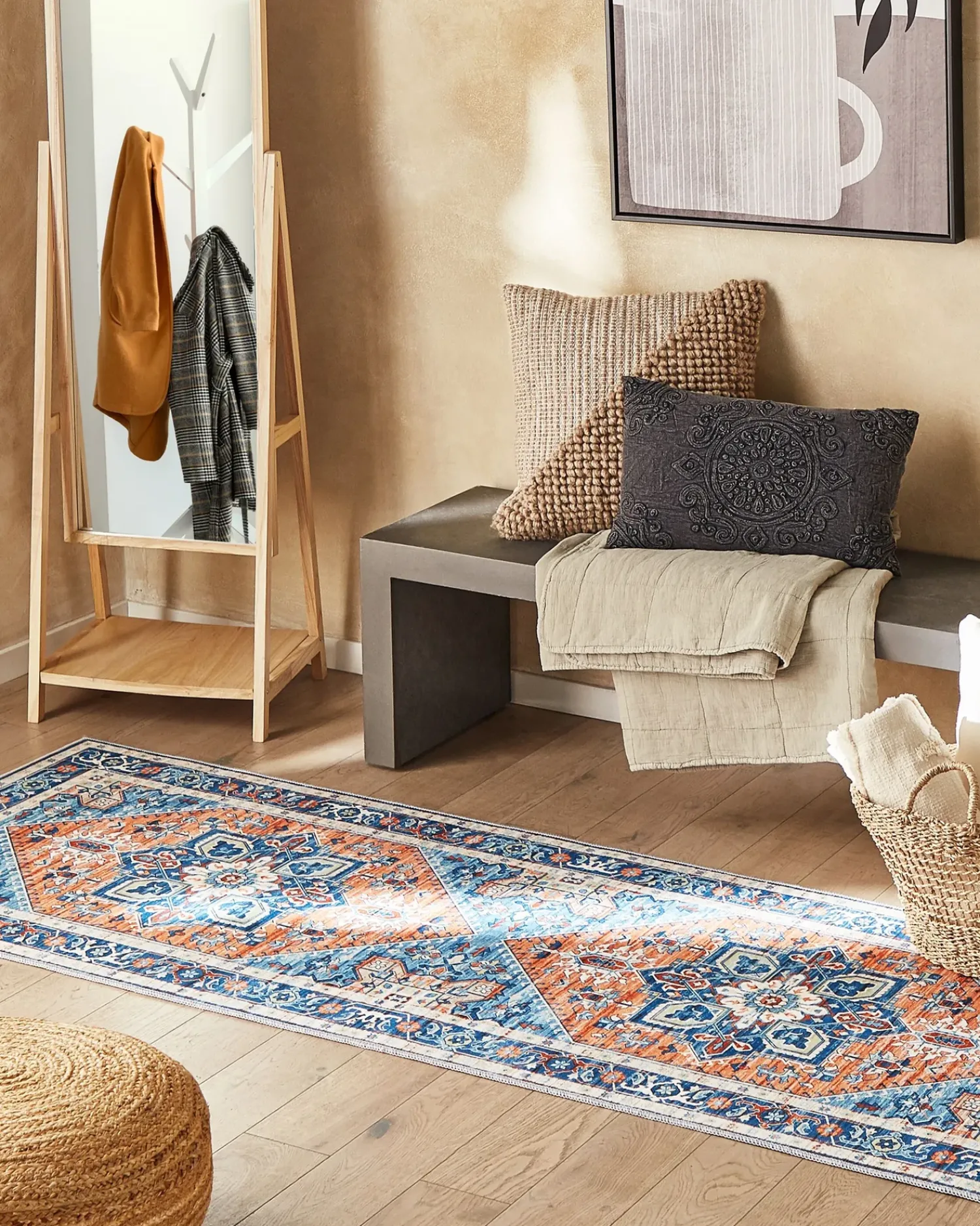 Beliani Tappeto RITAPURAM Multicolore Arancione Beige Blu