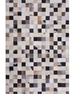 Online Beliani Tappeto RIZE Multicolore Pelle naturale Grigio Marrone Nero Multicolore