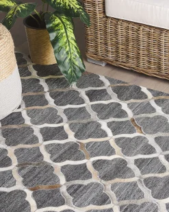 Best Beliani Tappeto ROLUNAY Grigio scuro Pelle naturale Beige Grigio