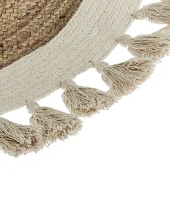 New Beliani Tappeto SAMSUN Beige ø 120 cm Iuta Beige Bianco