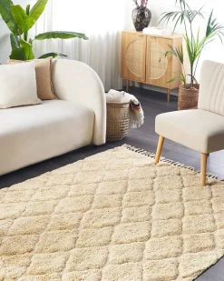 Beliani Tappeto SANLIURFA sabbia Cotone Beige