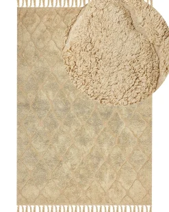 Beliani Tappeto SANLIURFA sabbia Cotone Beige