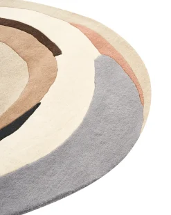 Hot Beliani Tappeto SARGODHA Multicolore ø 140 cm Lana Beige Bianco Grigio Multicolore