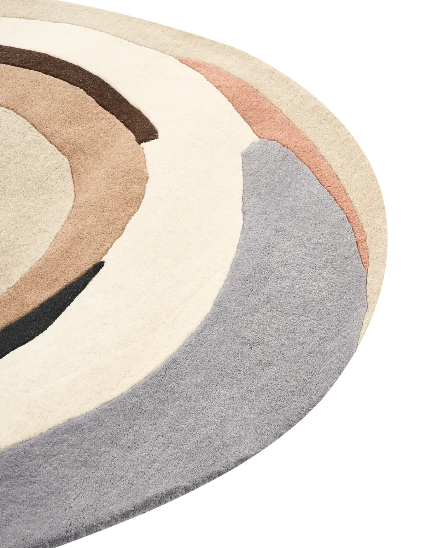 Hot Beliani Tappeto SARGODHA Multicolore ø 140 cm Lana Beige Bianco Grigio Multicolore