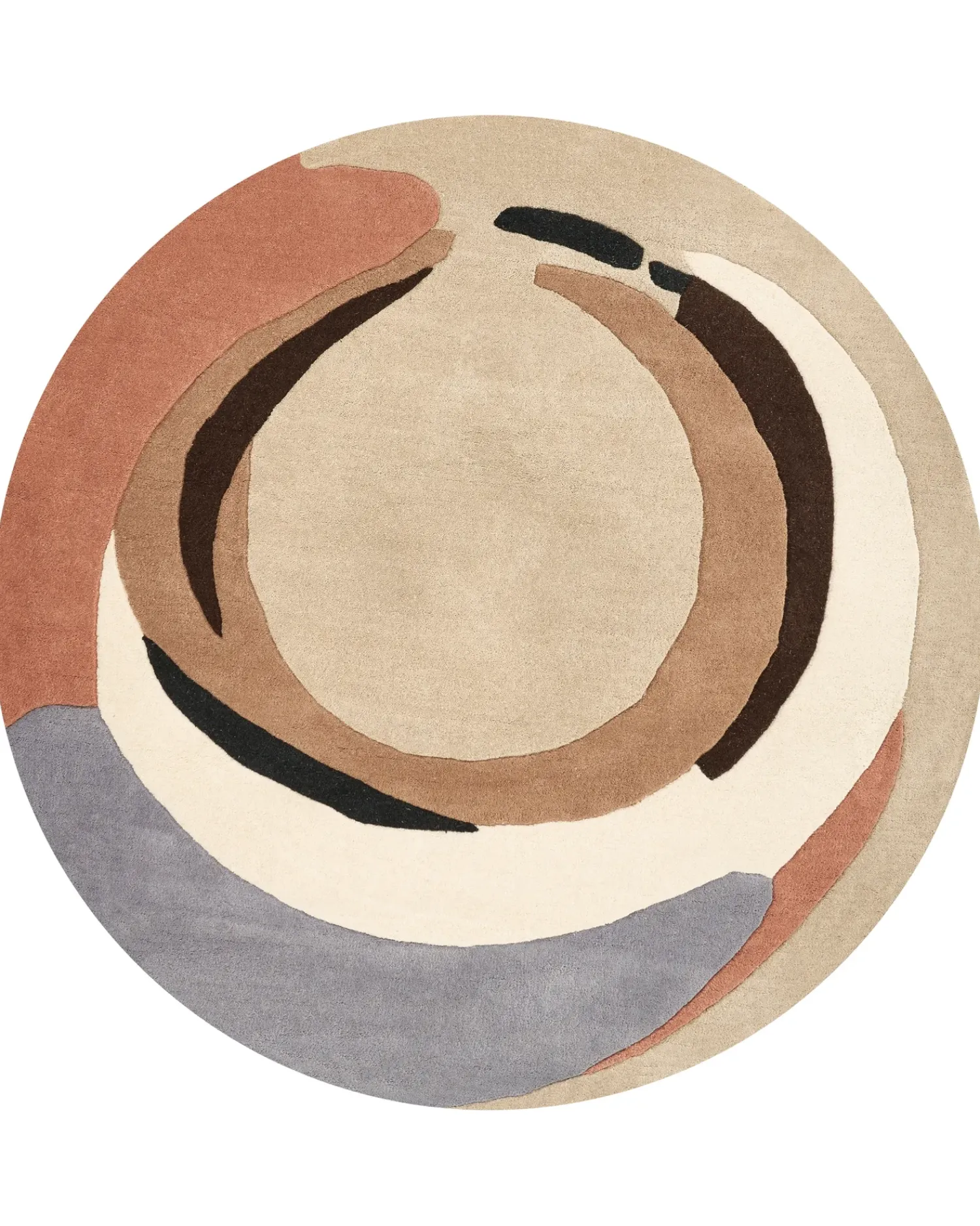 Hot Beliani Tappeto SARGODHA Multicolore ø 140 cm Lana Beige Bianco Grigio Multicolore