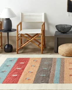 Beliani Tappeto SARILAR Multicolore 160 x 230 cm Lana Persiano Arancione Beige Blu Rosso Multicolore