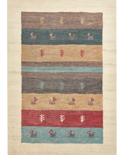 Beliani Tappeto SARILAR Multicolore 160 x 230 cm Lana Persiano Arancione Beige Blu Rosso Multicolore