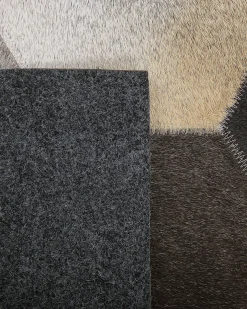 Best Beliani Tappeto SASON Beige Pelle naturale Bianco Beige