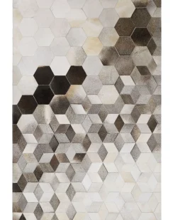 Best Beliani Tappeto SASON Beige Pelle naturale Bianco Beige