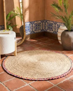 Clearance Beliani Tappeto SATARA Multicolore ø 120 cm Iuta Beige Multicolore