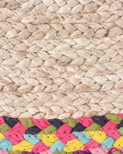 Clearance Beliani Tappeto SATARA Multicolore ø 120 cm Iuta Beige Multicolore