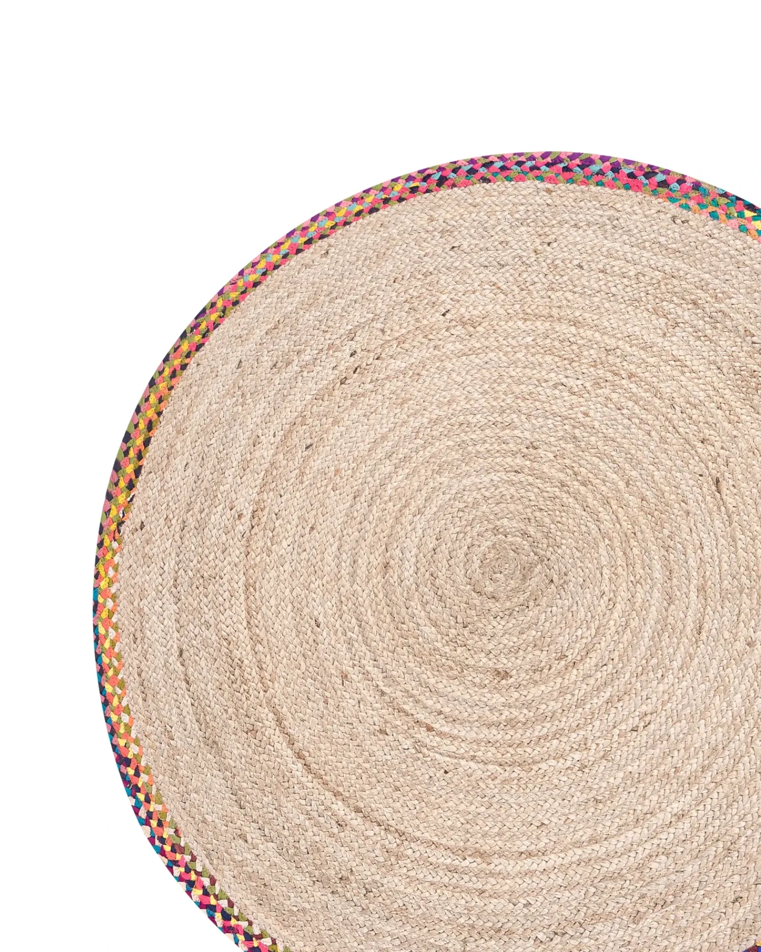Clearance Beliani Tappeto SATARA Multicolore ø 120 cm Iuta Beige Multicolore