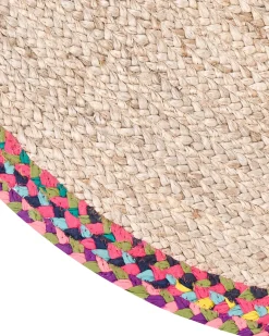 Clearance Beliani Tappeto SATARA Multicolore ø 120 cm Iuta Beige Multicolore