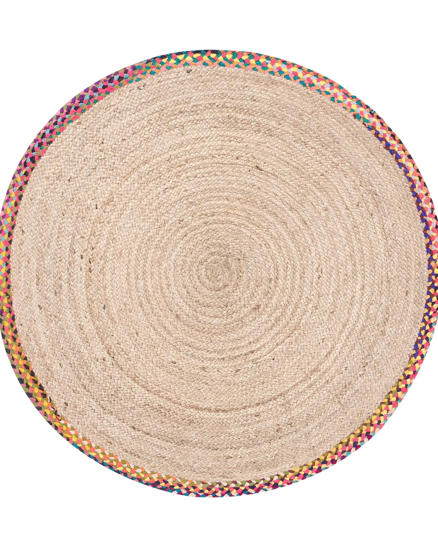 Clearance Beliani Tappeto SATARA Multicolore ø 120 cm Iuta Beige Multicolore