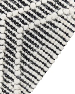 Beliani Tappeto SAVUCA Nero 160 x 230 cm Lana Bianco Nero