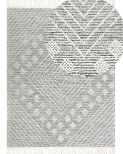 Online Beliani Tappeto SAVUR Grigio 160 x 230 cm Lana Bianco Grigio