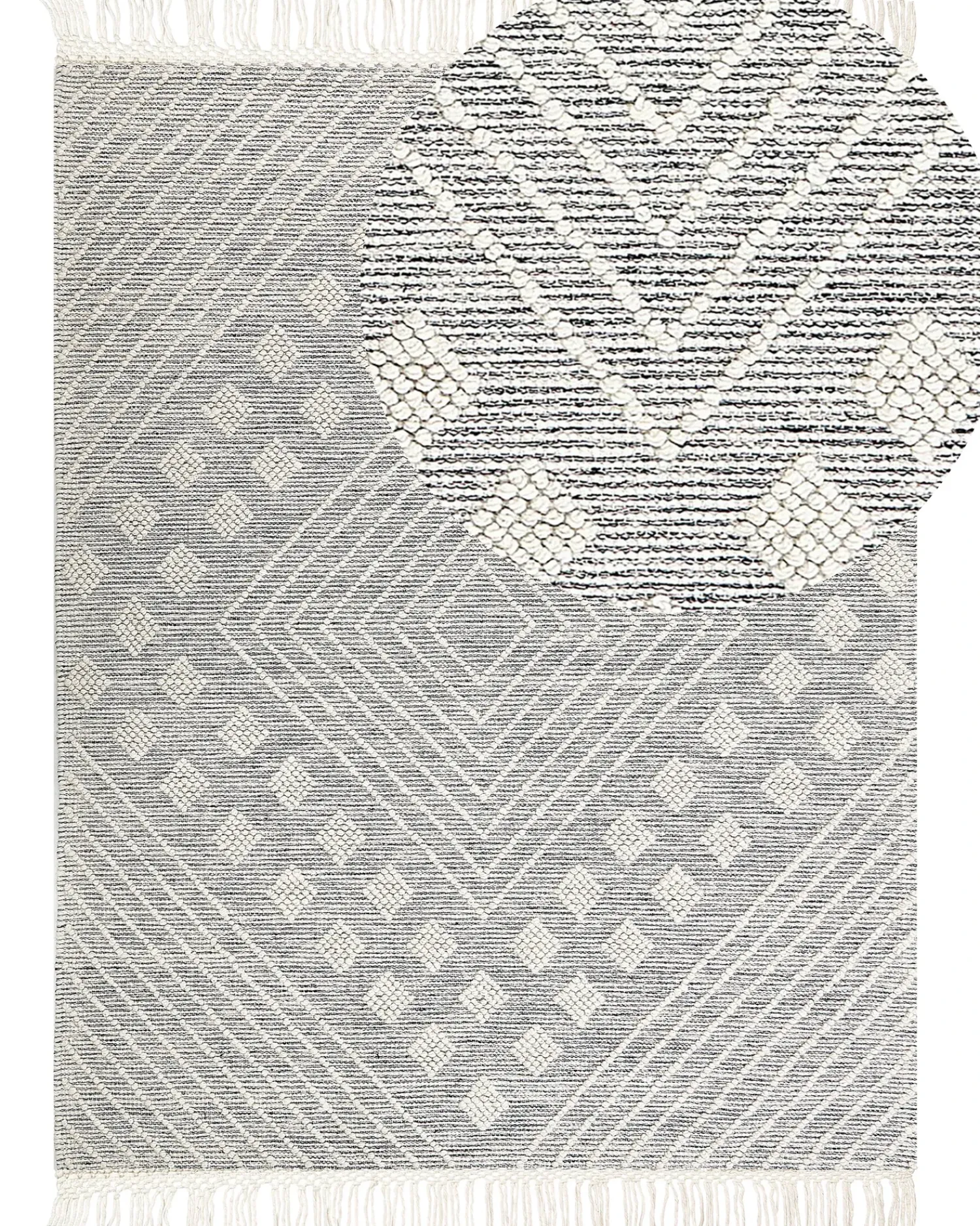 Online Beliani Tappeto SAVUR Grigio 160 x 230 cm Lana Bianco Grigio