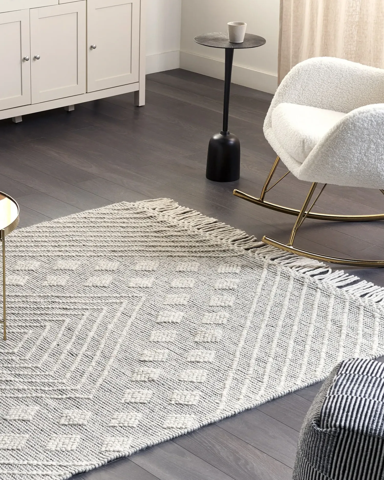 Online Beliani Tappeto SAVUR Grigio 160 x 230 cm Lana Bianco Grigio