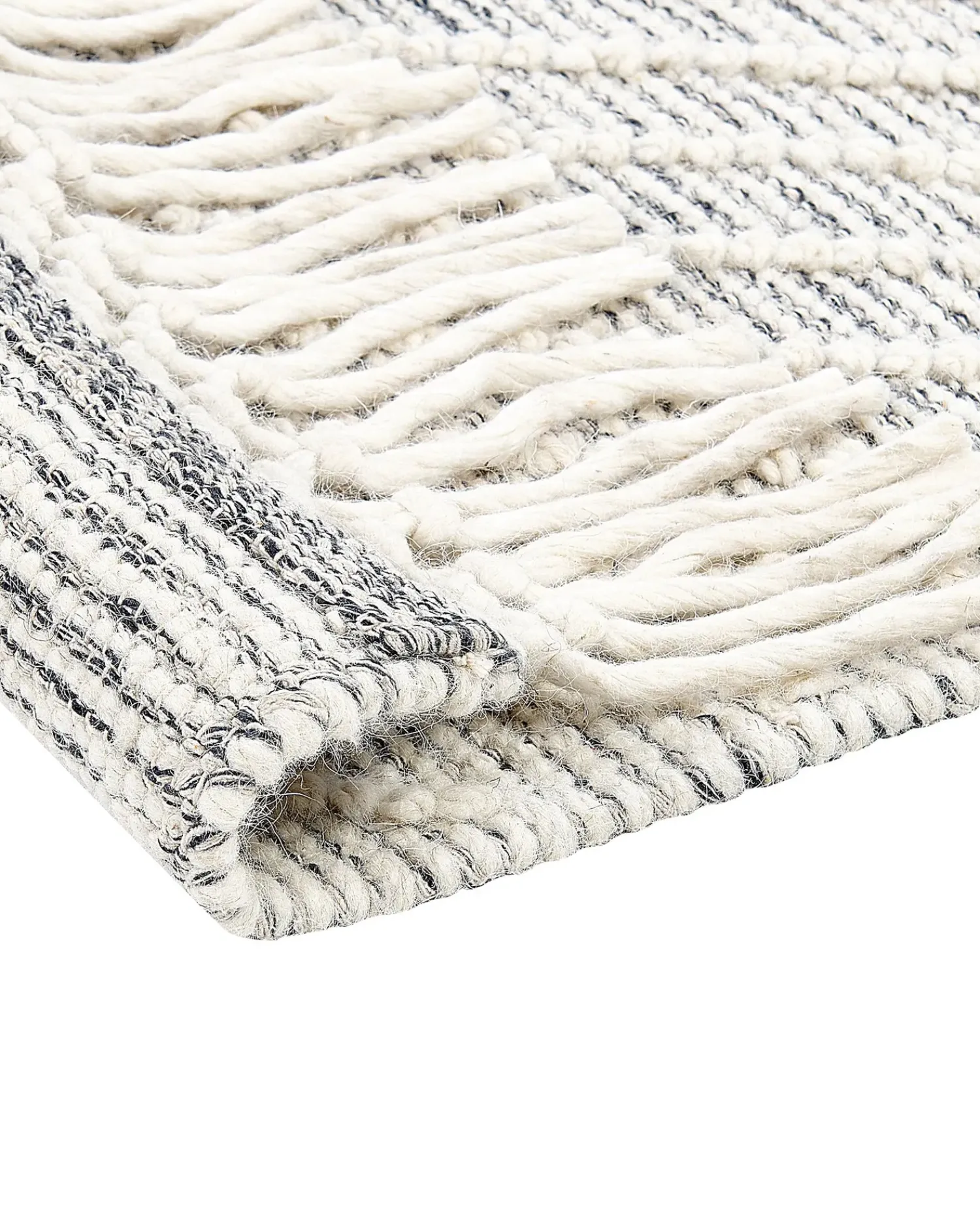 Online Beliani Tappeto SAVUR Grigio 160 x 230 cm Lana Bianco Grigio
