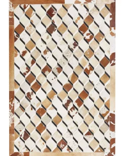 New Beliani Tappeto SERINOVA Marrone Pelle naturale Beige Marrone