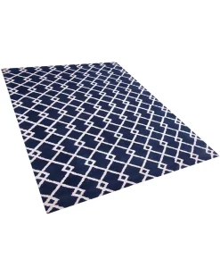 New Beliani Tappeto SERRES Blu Bianco Blu