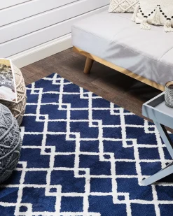New Beliani Tappeto SERRES Blu Bianco Blu