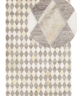 Best Beliani Tappeto SESLICE Beige Pelle naturale Beige Marrone