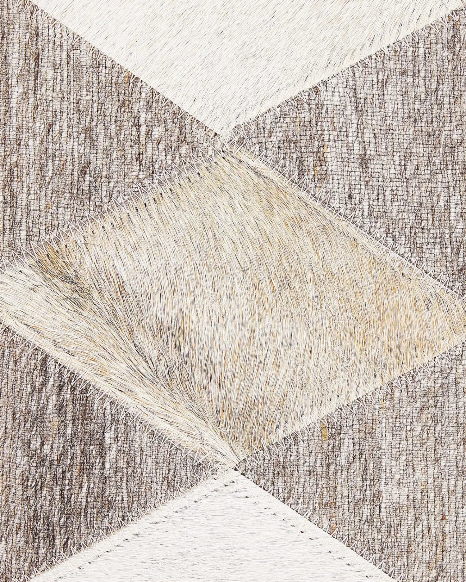 Best Beliani Tappeto SESLICE Beige Pelle naturale Beige Marrone
