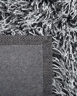 Hot Beliani Tappeto Shaggy CIDE Nero/Bianco Bianco Nero